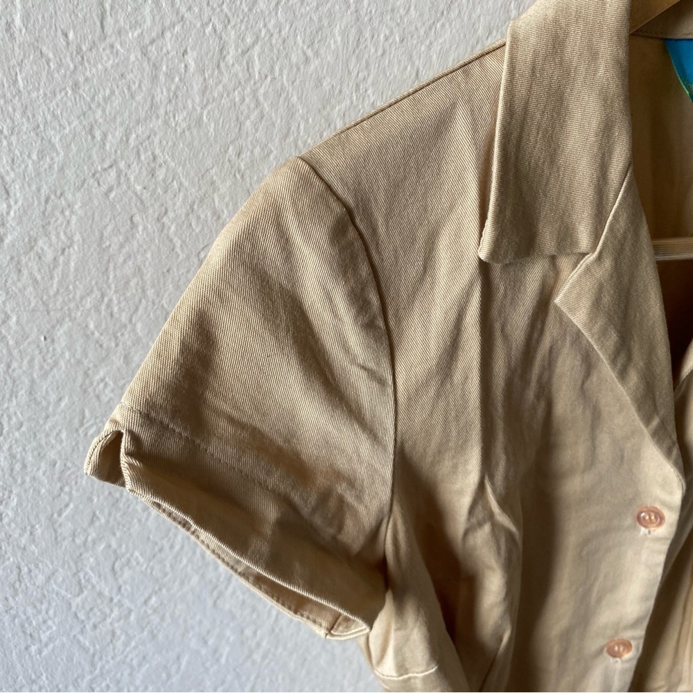 Vintage | Khaki Button Down Collared Mini Dress - Picture 12 of 13